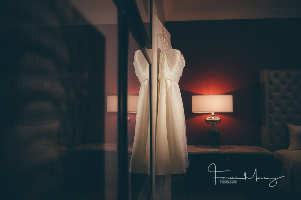 short strapless wedding dress with pocket in satin Collingwood Wedding Photographer-4558