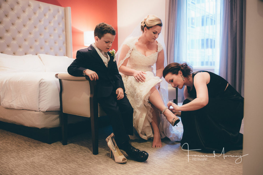 bridal shoes in taupe to compliment the stunning lace dress with cap sleeves Collingwood Wedding Photographer-4718