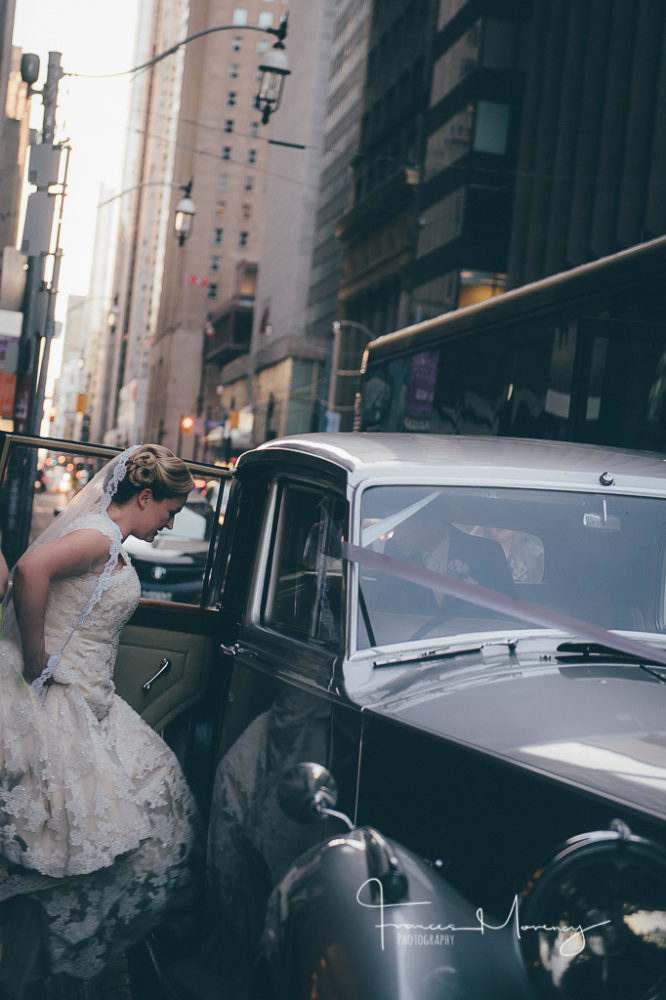silver limo for wedding day decorated with ribbon Collingwood Wedding Photographer-4760
