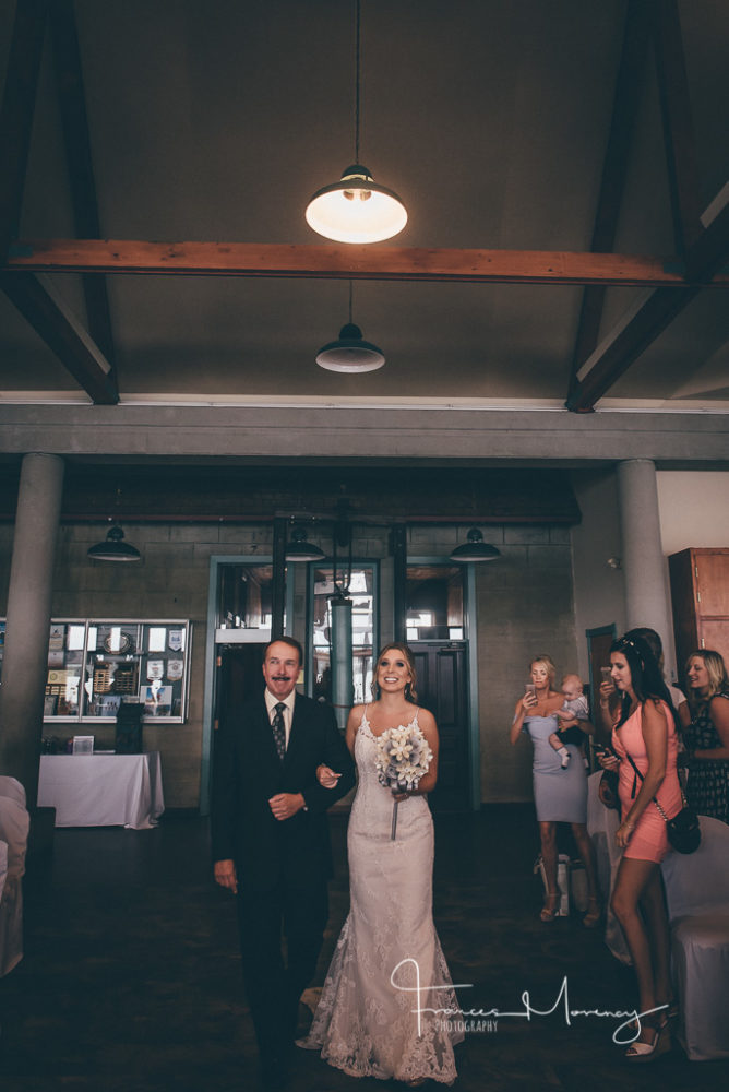 father walking bride down the aisle at Southshore Community Centre Collingwood Wedding Photographer-3015