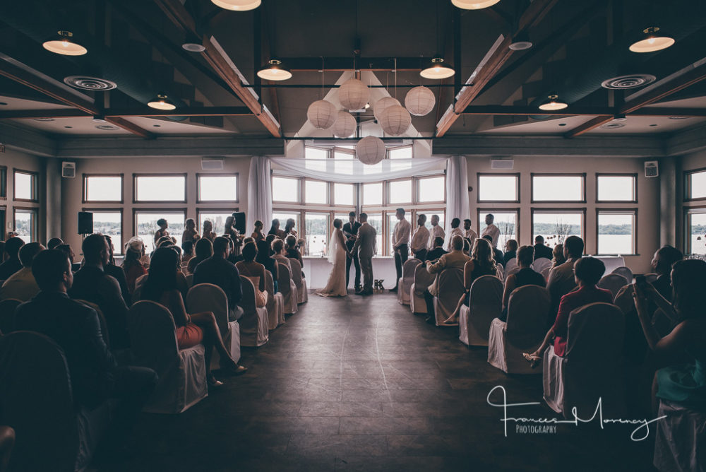 Backlit journalistic wedding ceremony with large windows Collingwood Wedding Photographer-3035