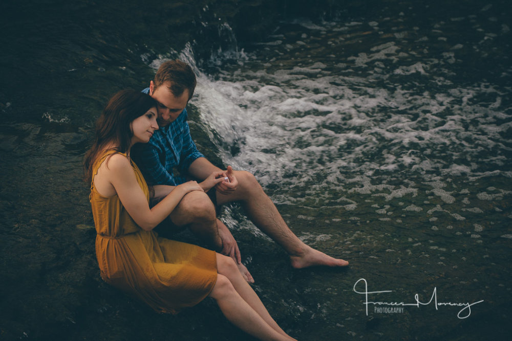 journalistic engagement photos in a creek and waterfall Collingwood Wedding Photographer-8081