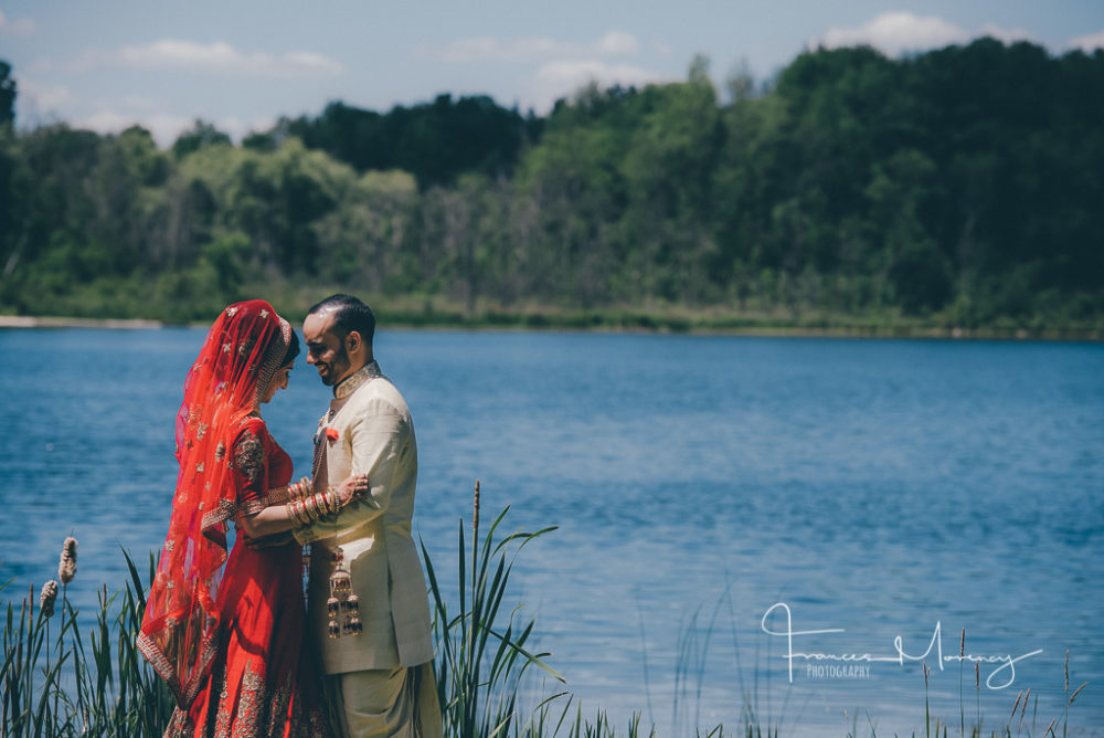 First look session by the lake with indian couple on their untraditional wedding day Royal Ambassador Photographer-1302