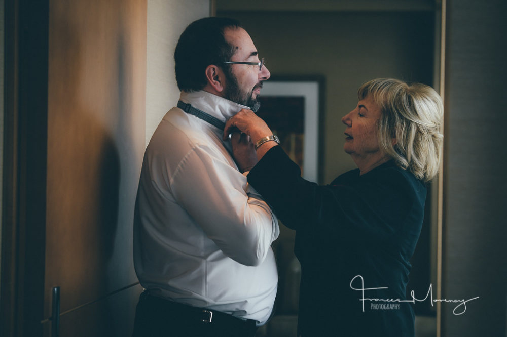 mother and son during groom preparations at the Ritz Carlton The Ritz Wedding Photographer-6937