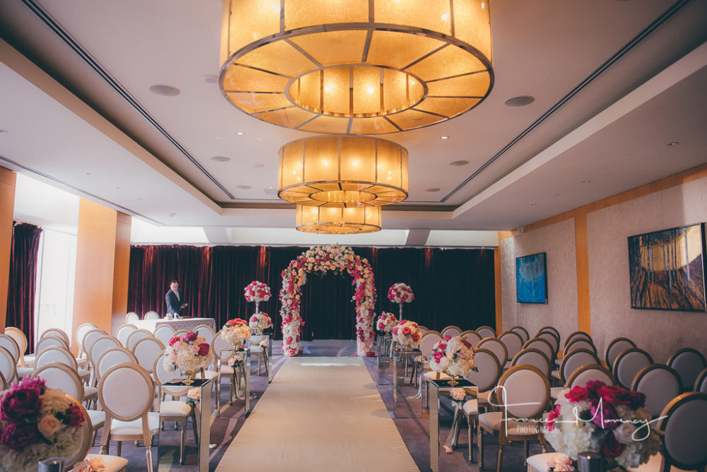 Ritz Carlton ceremony room with grande chandeliers The Ritz Wedding Photographer-9247