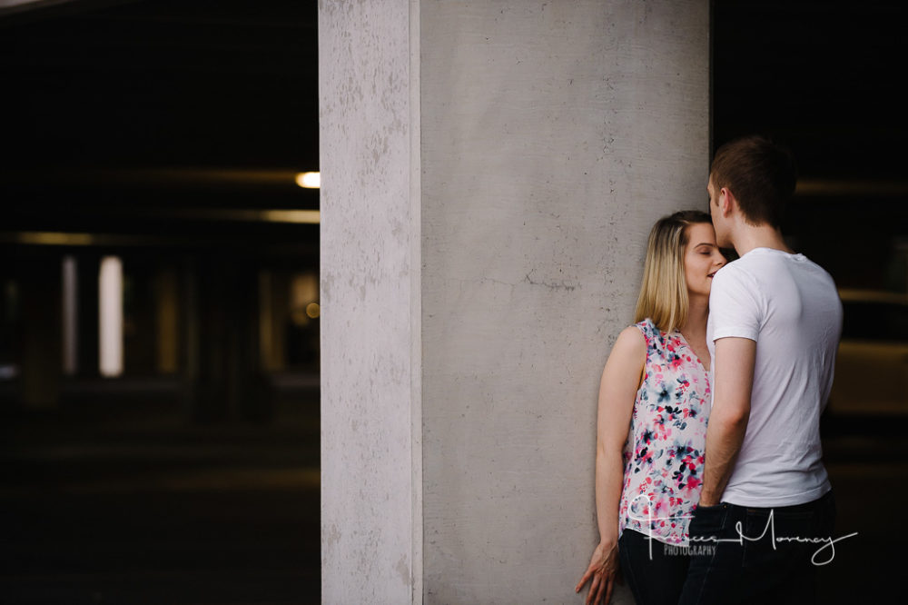 Engagement photography in parking garages
