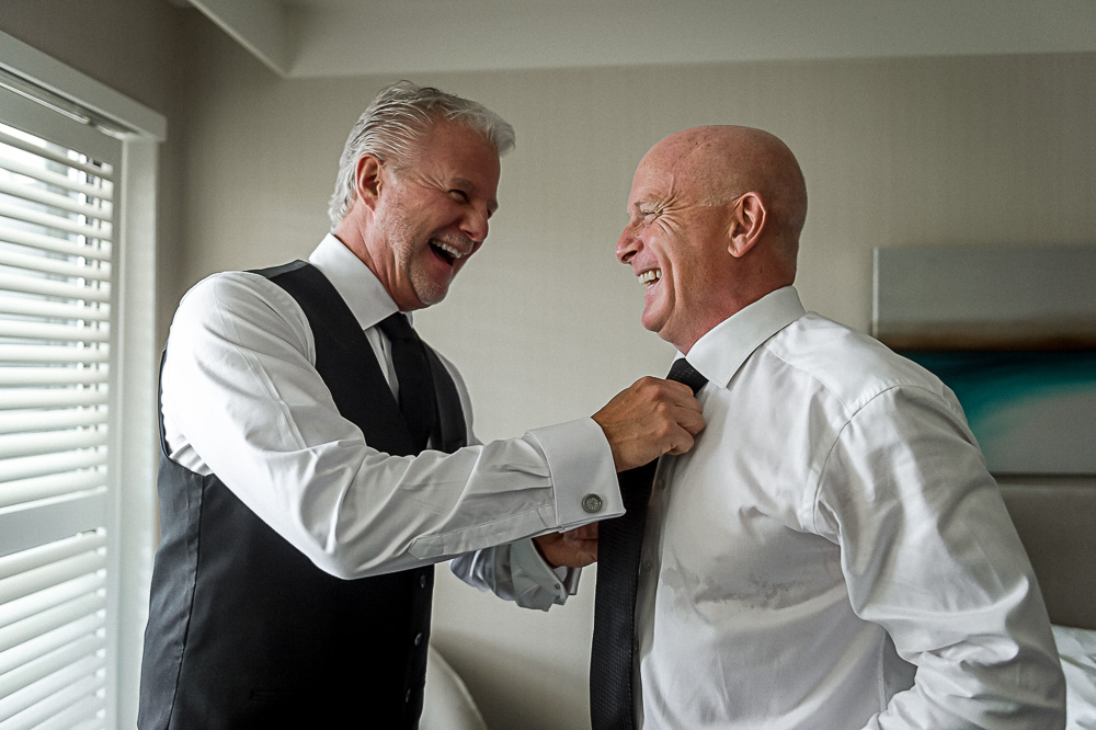 groomsmen getting dressed