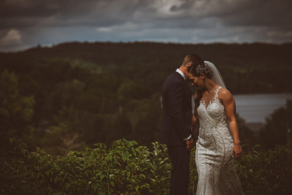 bride groom with lake view at Deerhurst Resort