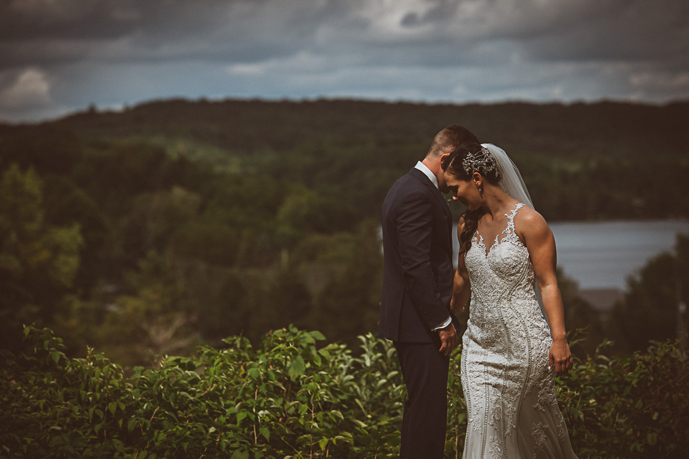 portrait with bride groom on hill