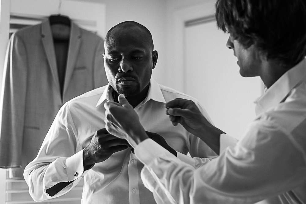 groom getting dressed
