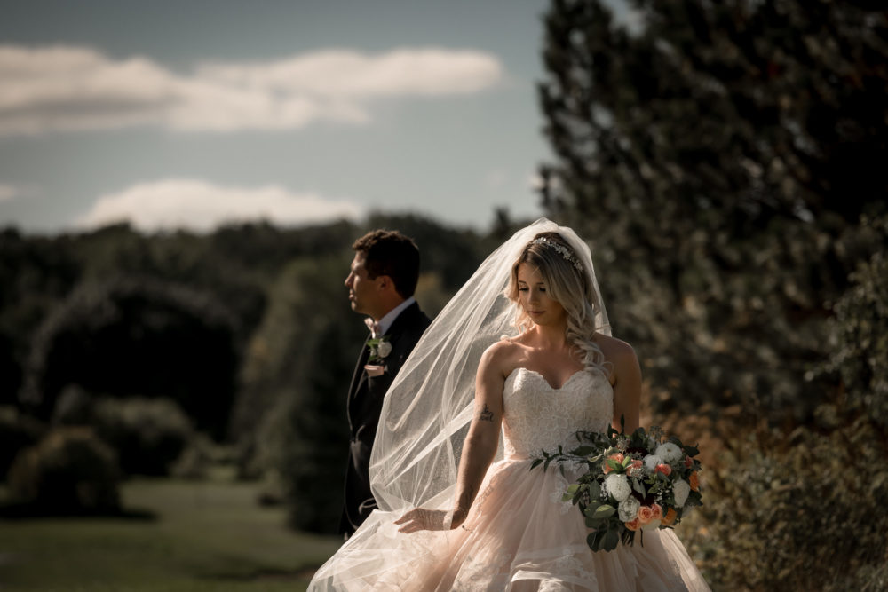 bride groom portrait in high contrast light