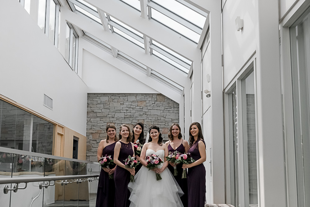 purple dresses on bridesmaids