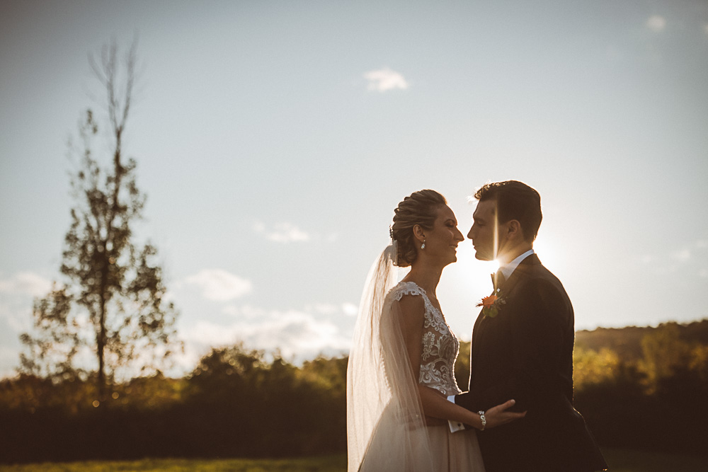 back lit wedding portrait