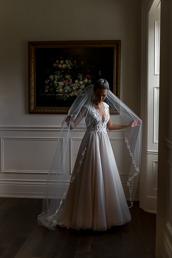 bridal portrait in window light