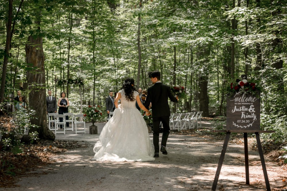 bride groom exit photo during ceremony