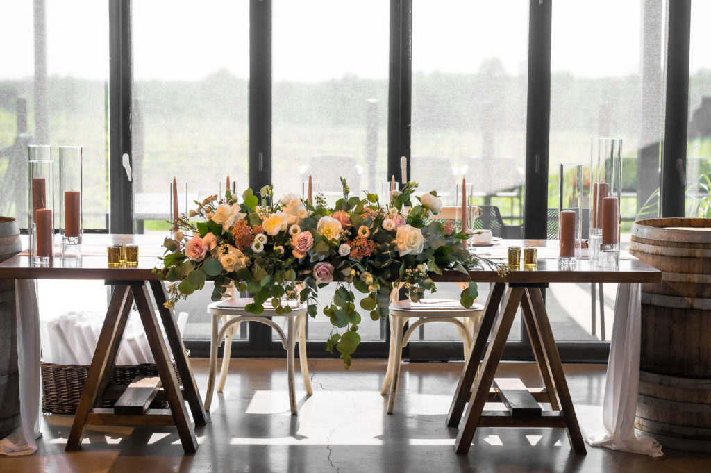 head table set up at Adamo Estate Winery