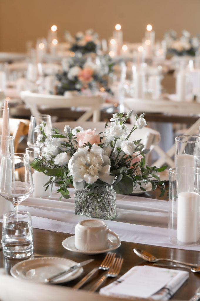 flowers and candles at Adamo Estate Wiinery decor