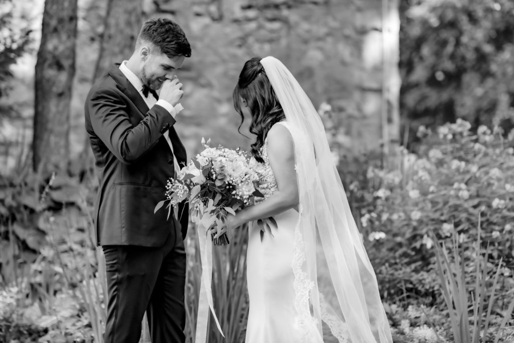 bride groom first look 