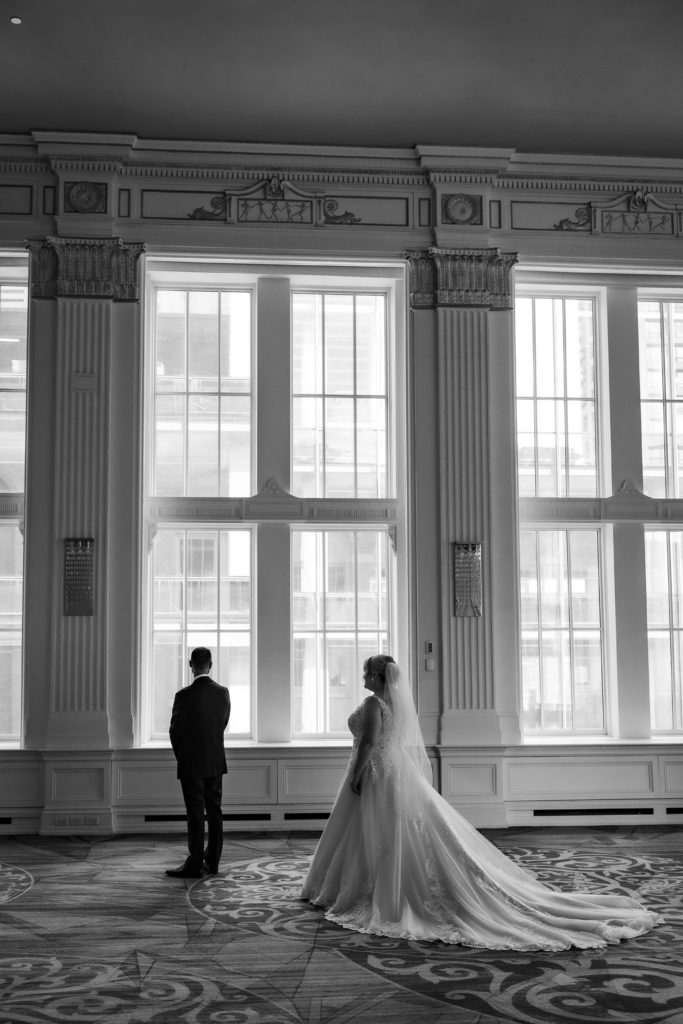 first look photos in crystal ballroom