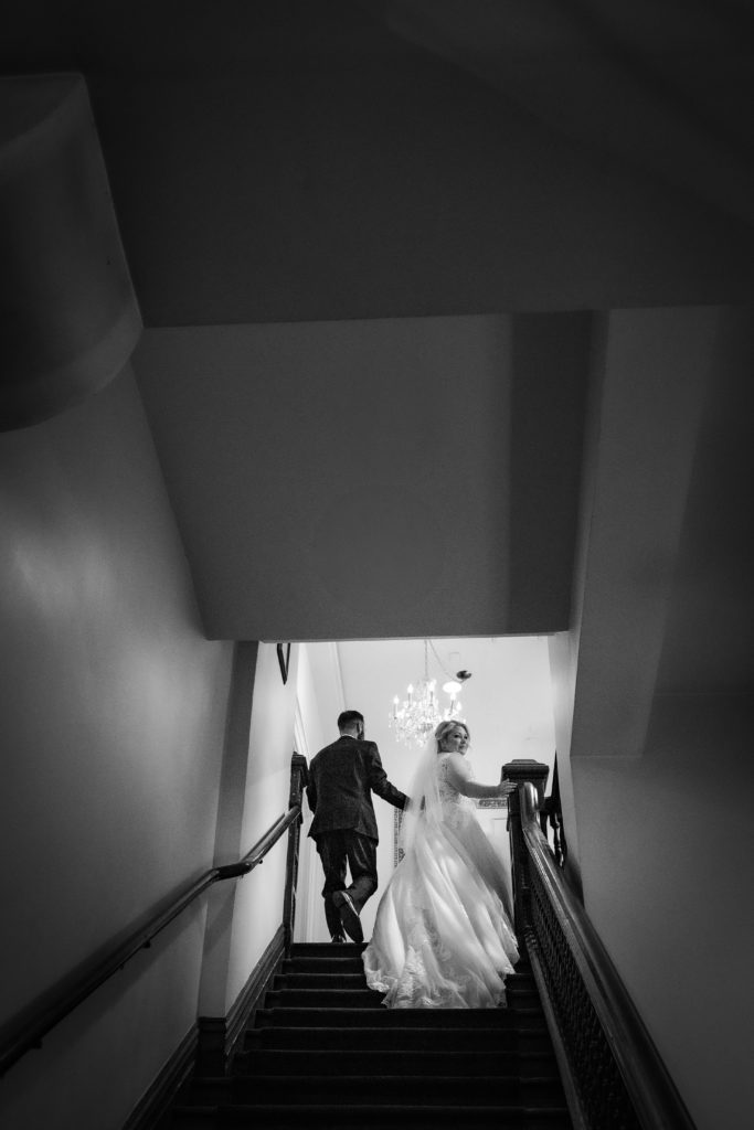 journalistic photos on staircase at Terroni restaurant in Toronto